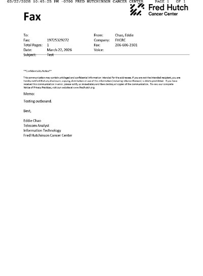 Fax from FHCANCERCENTER