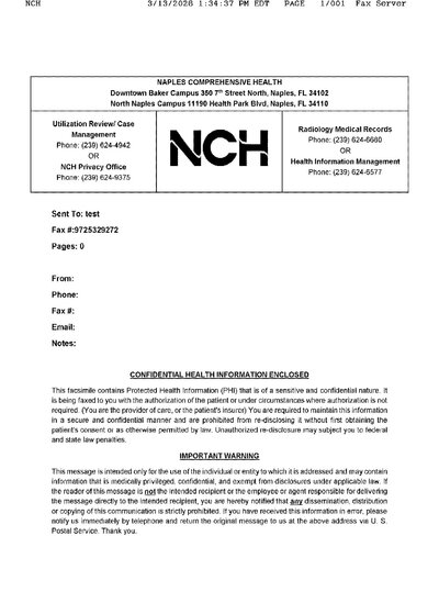 Fax from NCH