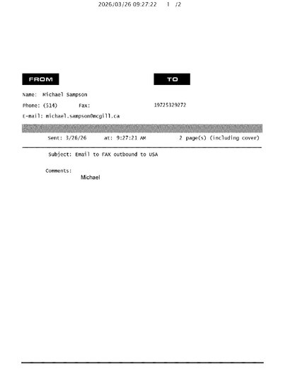 Fax from McGillUniversity