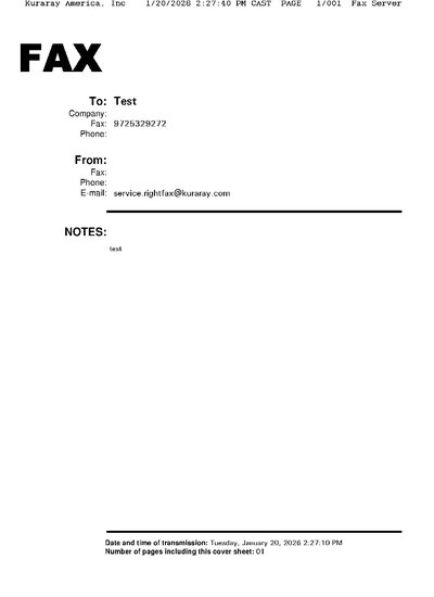 Fax from KurarayAmericaInc