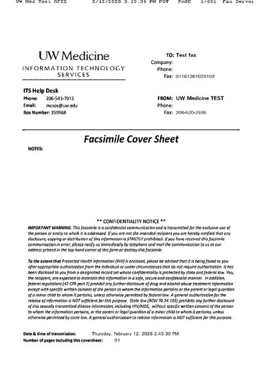 Fax from UWMedTestRF22