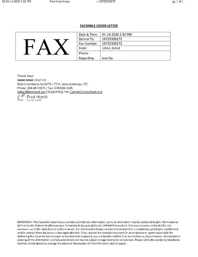 Fax from FredHutchinson