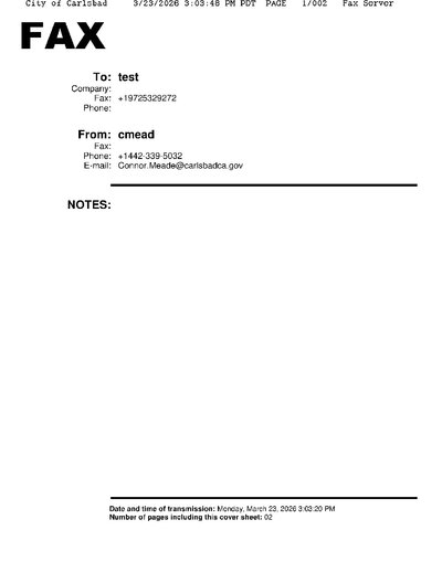 Fax from CityofCarlsbad