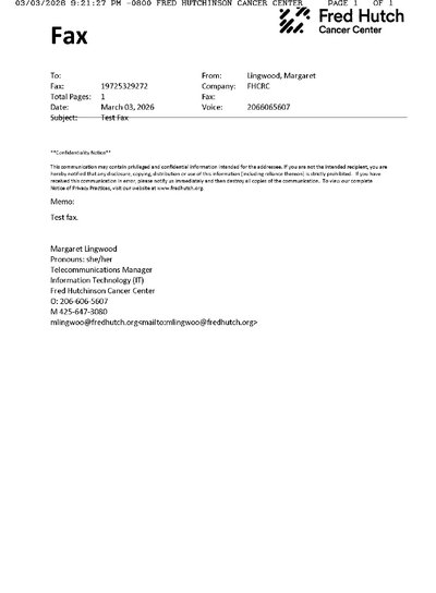 Fax from FHCANCERCENTER