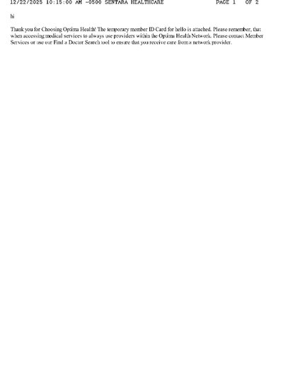 Fax from SENTARAHEALTHCARE