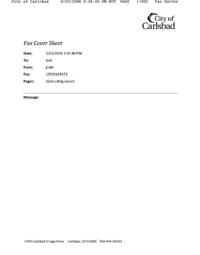 Fax from CityofCarlsbad