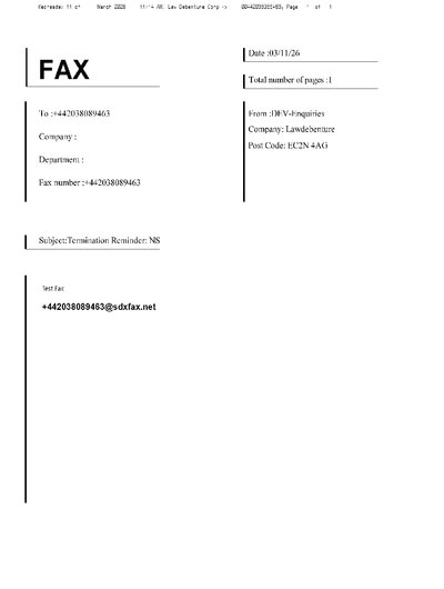 Fax from LawDebentureCorpo