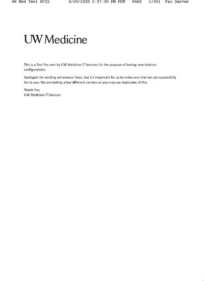 Fax from UWMedTestRF22