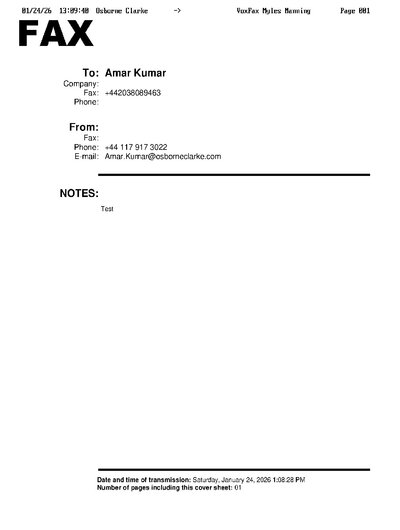 Fax from OsborneClarke