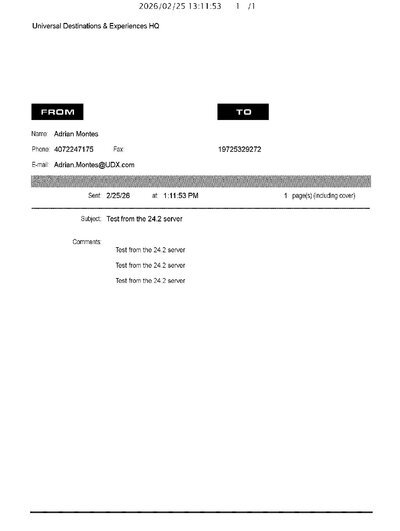 Fax from UniversalOrlando