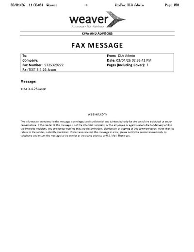 Fax from Weaver