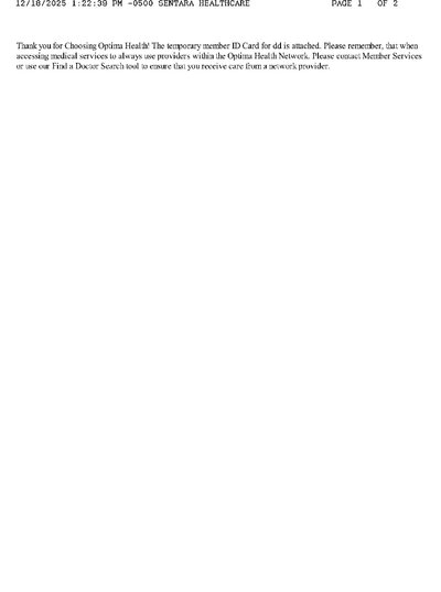 Fax from SENTARAHEALTHCARE