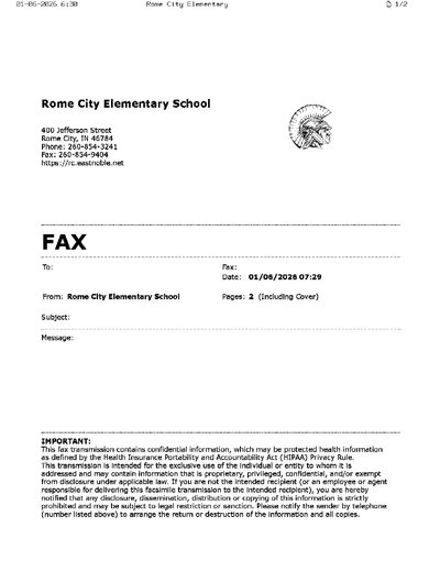 Fax from RomeCityElementary