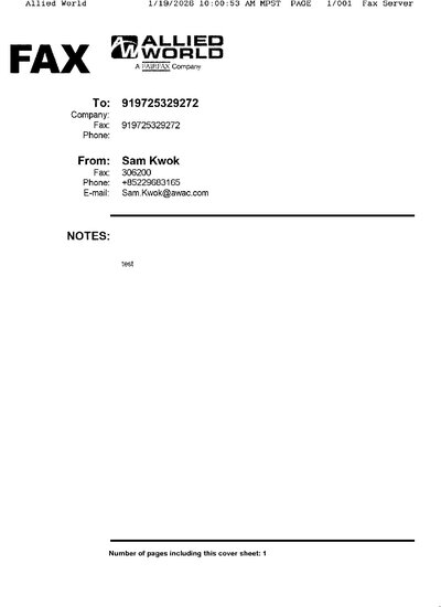 Fax from AlliedWorld