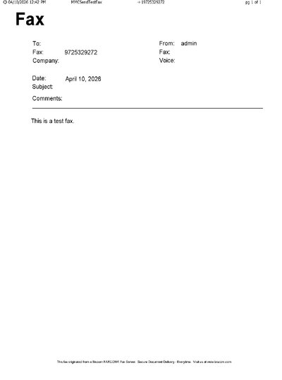 Fax from MMCSendTestFax