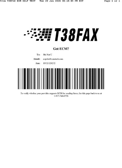 Fax from T38FAXECMSELFTEST