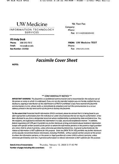 Fax from UWMedTestRF22