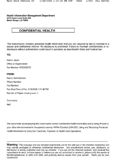 Fax from MaryBirdPerkinsCC