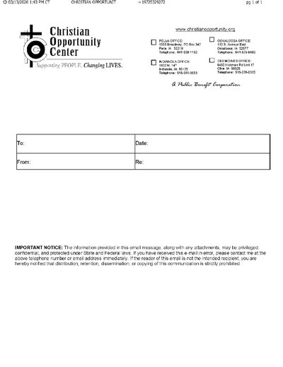 Fax from CHRISTIANOPPORTUNIT