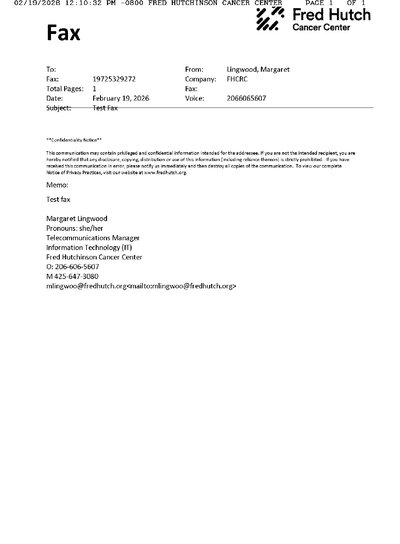 Fax from FHCANCERCENTER