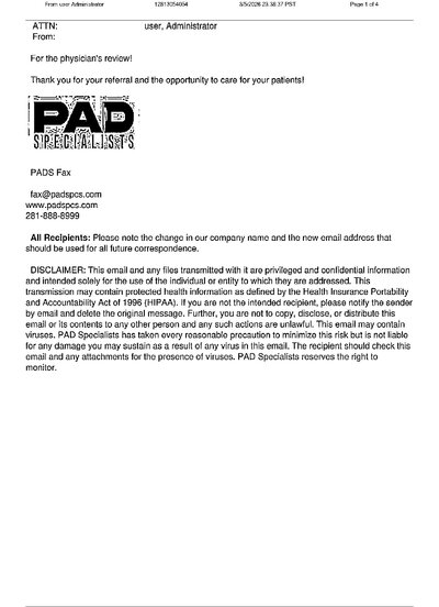 Fax from userAdministrator